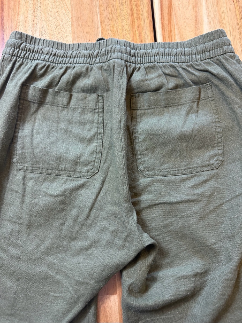 Old Navy Linen Blend Wide Leg Pants Olive Green Pull On Size Small - Picture 6 of 11